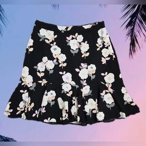 KATE SPADE Posy Floral Flounce Skirt Whimsies Black Pink Size 6 W28"